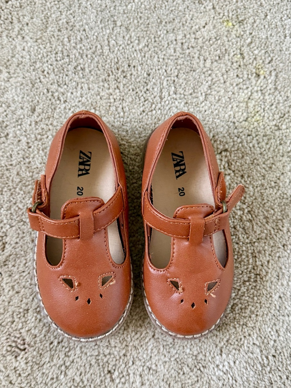 Zara Kids Tan T-Strap Mary Janes